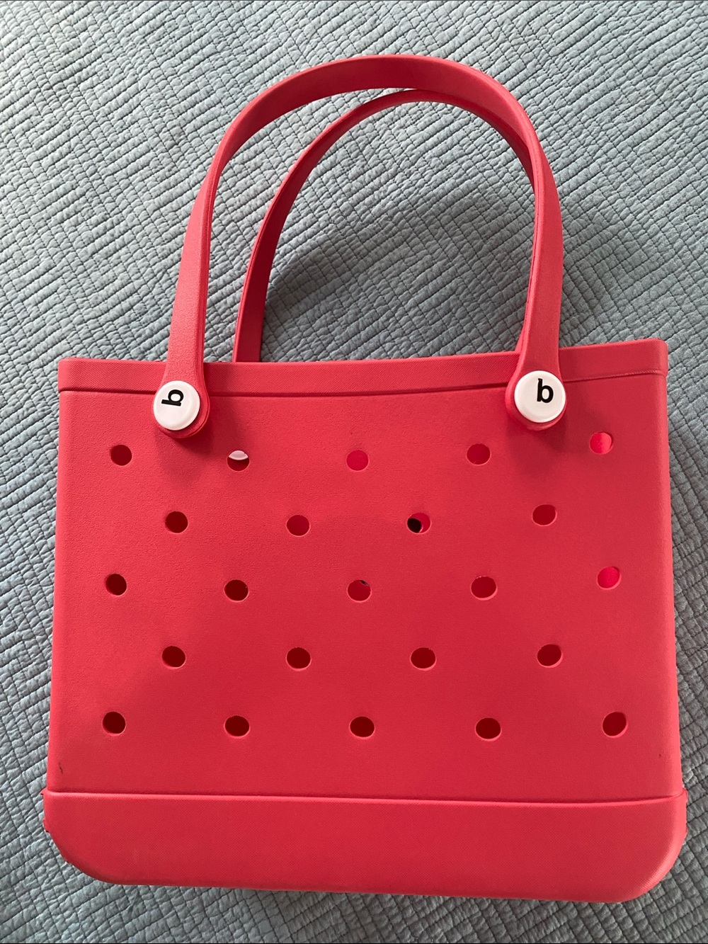 Red rubber Perforated Tote Bag